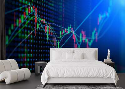 financial stock chart market ld display trading board screen business concept Wall mural