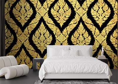 flower pattern in traditional Thai style art Wall mural