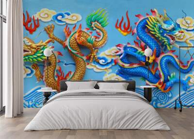 four color chinese dragon Wall mural