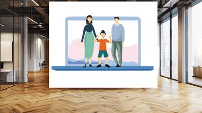 Happy Family Day Cartoon 2 D vector Template Design Illustration Wall mural