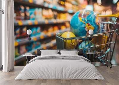 Analyze the impact of globalization on shopping trends and consumer choices Wall mural