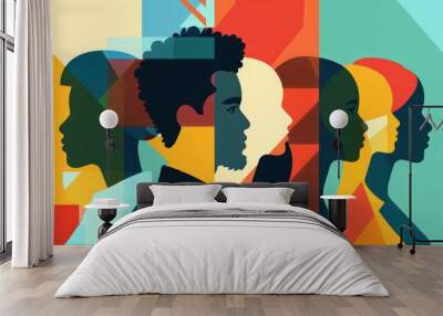 Design an infographic highlighting the benefits of cultural diversity in workplaces. How does embracing different perspectives enhance creativity, innovation, and productivity Wall mural