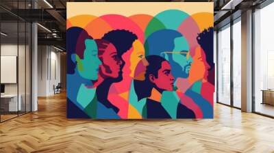 Design an infographic highlighting the benefits of cultural diversity in workplaces. How does embracing different perspectives enhance creativity, innovation, and productivity Wall mural