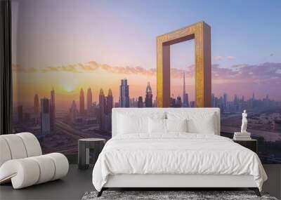 visit to the Dubai Frame, a landmark structure offering panoramic views of the city's old and new areas. Wall mural