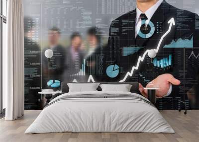 businessman showing uptrend business screen Wall mural