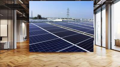 Solar PV Rooftop System HV Electric Pole Background Wall mural