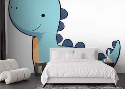 cute baby dinosaur, blue one Wall mural