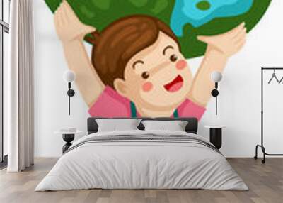 Boy holding globe Wall mural