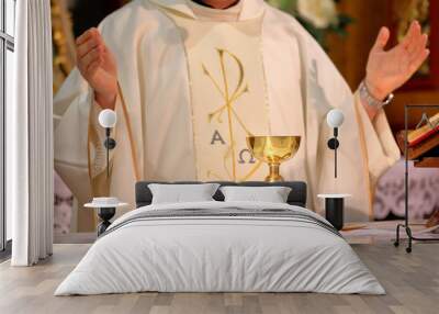 Priest celebrate mass at the church Wall mural