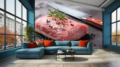 Raw pork loin with spices Wall mural