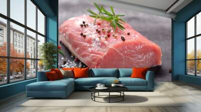 Raw pork loin with spices Wall mural