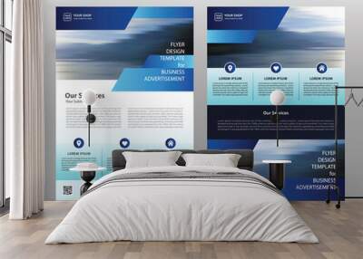 Poster flyer pamphlet brochure cover design layout with 2 photo placement spaces in the background. Vector template with geometric shapes concept in A4 size Wall mural