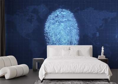 Blue fingerprint digital access concept Wall mural