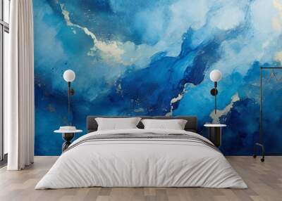 Blue abstract art with liquid fluid grunge texture, perfect for contemporary designs and artistic projects. Wall mural