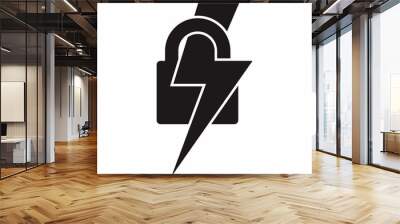 Isolated the electrical energy icon and symbol. Lock and electric flash combination for log out and tag out signage and mark. Wall mural