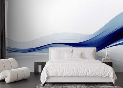 Abstract blue wave on white background, modern design element for website or presentation Wall mural