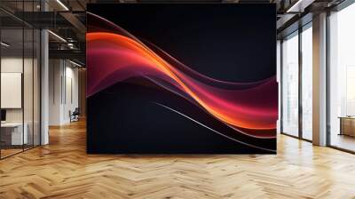 Abstract red and orange wave on a dark background, perfect for technology or modern designs Wall mural