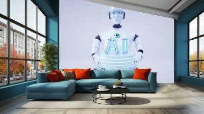 3d rendering Future artificial intelligence robot and cyborg Wall mural