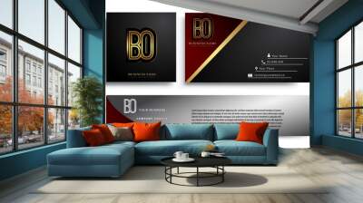 initial letter BO logotype company name colored gold elegant design. Vector sets for business identity on black background. Wall mural