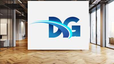 initial letter DG logotype company name colored blue and swoosh design. vector logo for business and company identity. Wall mural