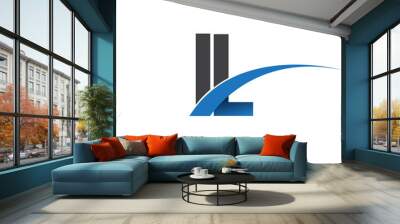 initial letter IL logotype company name colored blue and grey swoosh design. vector logo for business and company identity. Wall mural