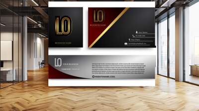 initial letter LO logotype company name colored gold elegant design. Vector sets for business identity on black background. Wall mural