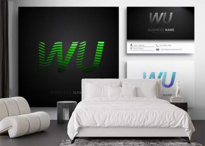 initial letter logo WU colored green n blue with striped set, Vector logo design template elements for your business or company identity Wall mural