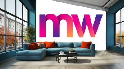 Initial Letter MW Logo Lowercase, magenta and orange, Modern and Simple Logo Design. Wall mural