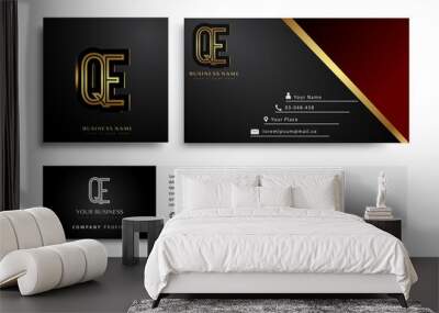 initial letter QE logotype company name colored gold elegant design. Vector sets for business identity on black background. Wall mural