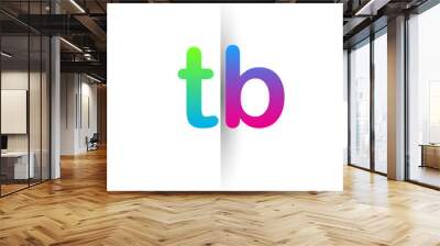 Initial Letter TB Lowercase Logo green, pink and Blue, Modern and Simple Logo Design. Wall mural