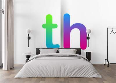 Initial Letter TH Lowercase Logo green, pink and Blue, Modern and Simple Logo Design. Wall mural