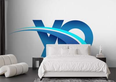 initial letter YO logotype company name colored blue and swoosh design. vector logo for business and company identity. Wall mural