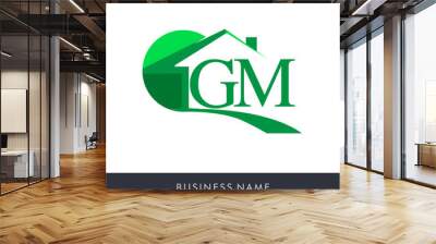 initial logo GM with house icon, business logo and property developer. Wall mural