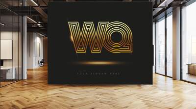 Initial Logo Letter WQ, Bold Logotype Company Name Colored Gold, Elegant Design. isolated on black background. Wall mural