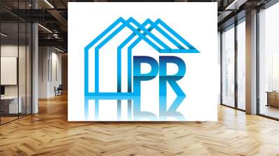 initial logo PR with house icon, business logo and property developer. Wall mural