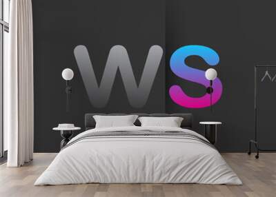 initial logo WS lowercase letter colored grey and blue, pink, creative logotype concept. Wall mural