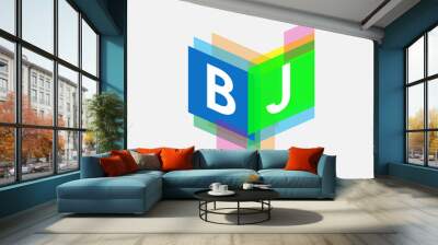 Letter BJ logo with colorful geometric shape, letter combination logo design for creative industry, web, business and company. Wall mural