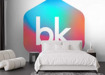 Letter BK logo in hexagon shape and colorful background, letter combination logo design for business and company identity. Wall mural