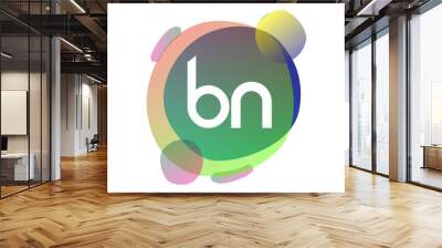 Letter BN logo with colorful splash background, letter combination logo design for creative industry, web, business and company. Wall mural