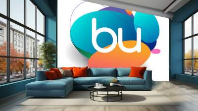 Letter BU logo with colorful splash background, letter combination logo design for creative industry, web, business and company. Wall mural