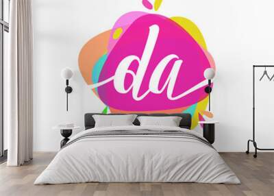 Letter DA logo with colorful splash background, letter combination logo design for creative industry, web, business and company. Wall mural