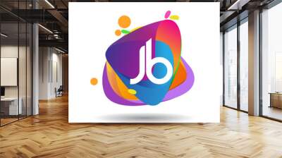 Letter JB logo with colorful splash background, letter combination logo design for creative industry, web, business and company. Wall mural