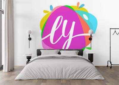 letter ly logo with colorful splash background, letter combination logo design for creative industry Wall mural