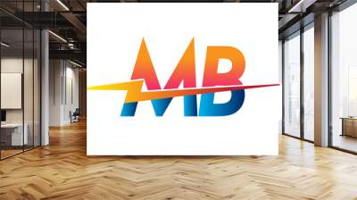 Letter MB logo with Lightning icon, letter combination Power Energy Logo design for Creative Power ideas, web, business and company. Wall mural