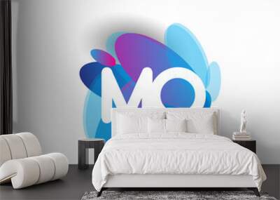 Letter MO logo with colorful splash background, letter combination logo design for creative industry, web, business and company. Wall mural