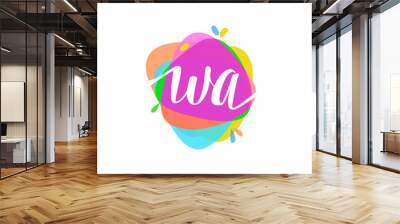 Letter WA logo with colorful splash background, letter combination logo design for creative industry, web, business and company. Wall mural