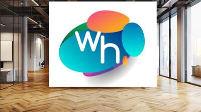 Letter WH logo with colorful splash background, letter combination logo design for creative industry, web, business and company. Wall mural