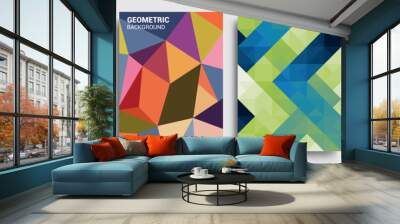 Modern geometric abstract background covers set. Cool gradient shapes composition, vector covers design. Wall mural