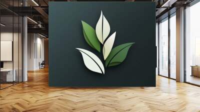 An organic skin care brand logo, green and white Wall mural