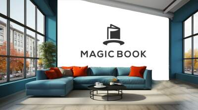  hat magic with book logo design template vector Wall mural